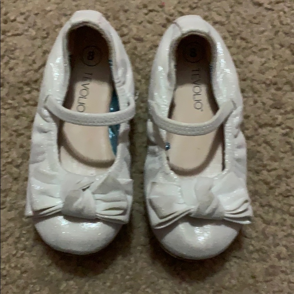 Tevolio bow metallic toddler flats size 8